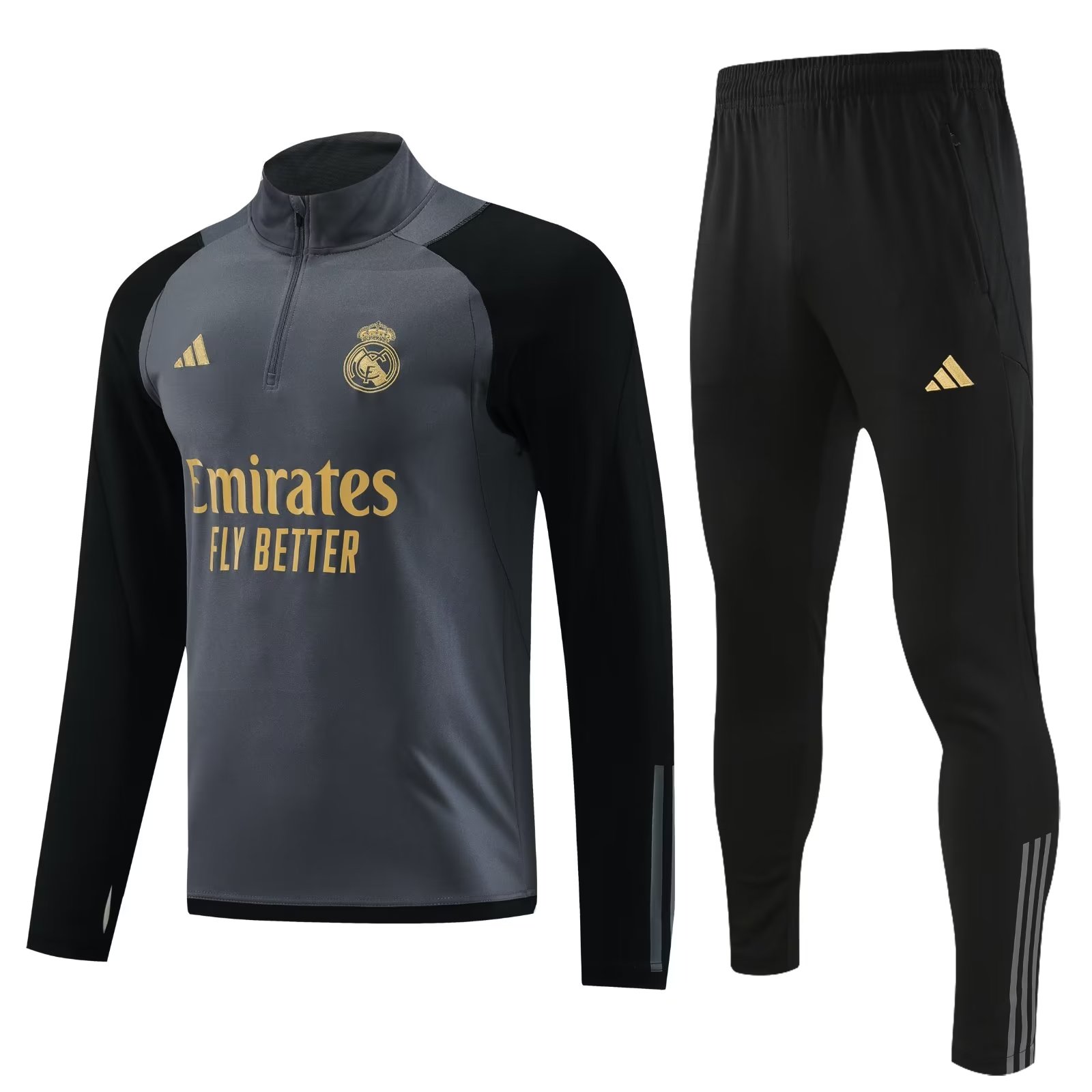 AAA Quality Real Madrid 23/24 Tracksuit - Grey/Black